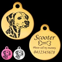 Dalmatian Engraved 31mm Large Round Pet Dog ID Tag